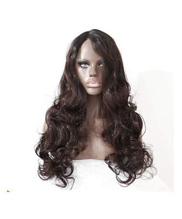 BGHJUE Wig Long Natural Wavy Free Part Lace Front Wigs Synthetic Hair 70cmGreen Brown70cm