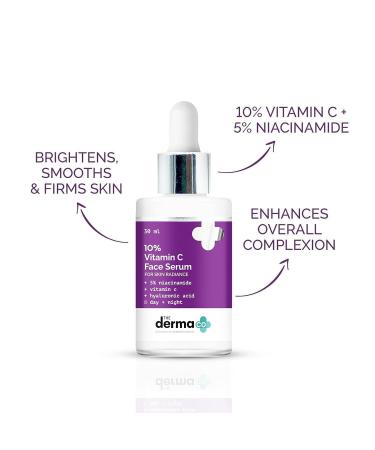 Derma Cos 10% Vitamin C Face Serum - Radiance Boosting with Niacinamide & Hyaluronic Acid - 30ml - Buy Online on GoSupps.com