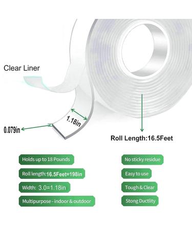 Jxystore Double Sided Tape Heavy Duty  Multipurpose Adhesive Tape Nano Mounting Tape for Carpet Tape/Walls Decor/Photos Frames/Picture Hanging Strips/Removable Sticky Poster Tape (1.18 in) - Buy Online on GoSupps.com
