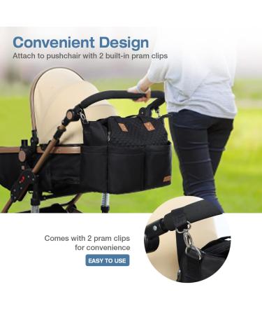 Lekebaby Large Black Quilted Baby Diaper Bag with Changing Mat | Travel Messenger Bag for Moms - Buy Online on GoSupps.com