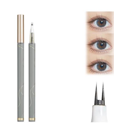 Double Tip Lower Eyelash Pencil Upgraded 3D Waterproof Eyelash Pen Eye Liner Liquid Eyeliner Dual Pronged Bottom Eyelashes Pen Waterproof Liquid Eyeliner for Makeup (Gray Black)