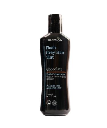 Natural Gray Hair Cover Chocolate (Brown) Ammonia and Peroxide Free 8.1oz| Herbacol Flash Cubrecanas Chocolate Natural Sin Amoniaco ni Peroxidos 240ml