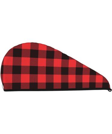 Buffalo Plaid Red Black Microfiber Hair Towel - Super Absorbent Coral Velvet Wrap for Long Curly & Thick Hair - Quick Dry for Women - Buy Online on GoSupps.com