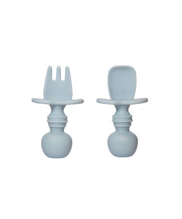 Sodatch Baby Cutlery Blue Grey - 100% Food Grade Silicone Baby Utensils BPA Free Easy Grip