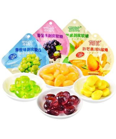 Peel fudge Lychee grape 8 kinds of fruit candy 50% fruit juice content wedding candies healthy nutrition snacks snack gifts candy dessert Chinese candy gift (Mixed flavors 4 packs(150g)) Mixed flavors 4 packs(150g)
