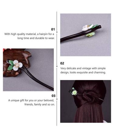 Lurrose Vintage Flower Chinese Hair Stick - Japanese Wood Chopsticks for Women/Girls Hair Styling (White/Green) - Buy Online on GoSupps.com