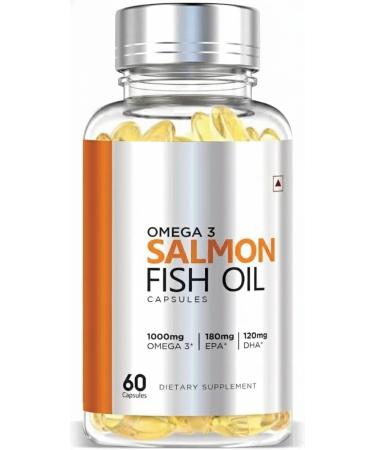 Naturix Omega 3 1000mg Salmon Fish Oil Capsules for Men & Women | 180mg EPA & 120mg DHA | No Fishy Burps | Supports Healthy Heart - 60 Softgels | Pack of 1