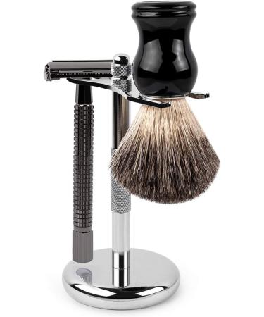 QShave Deluxe Chrome Safety Razor and Brush Stand Holder Fit All Your Shaving Accessories Silver - Buy Online on GoSupps.com
