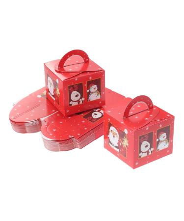 24pcs Box Christmas Party Favor Christmas Cookie Container Christmas Bags Packing Box Candy Box 24pcs Red