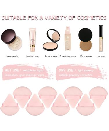 Makeup Powder Puff 10 Pieces Pink Triangle Cotton Sponge for Loose Powder Soft Face Body Cosmetic Foundation Contouring Powder Wet Dry Use Beauty Tools 2.75 x 2.55 inches - Buy Online on GoSupps.com