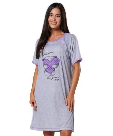 HAPPY MAMA Women's Maternity Nursing Hospital Birth Labour Nightshirt Pyjama1201 8-10 Purple