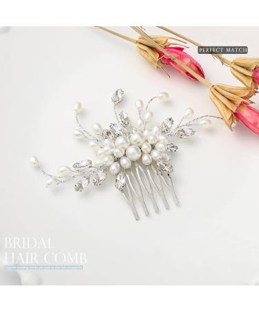 Easedaily Silver Rhinestone Bridal Hair Comb - Wedding Hair Accessory for Women - Buy Online on GoSupps.com