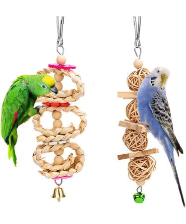 8 Pack Natural Wood Bell Bird Swing Toy for Parrots and Small Birds - Buy Online on GoSupps.com