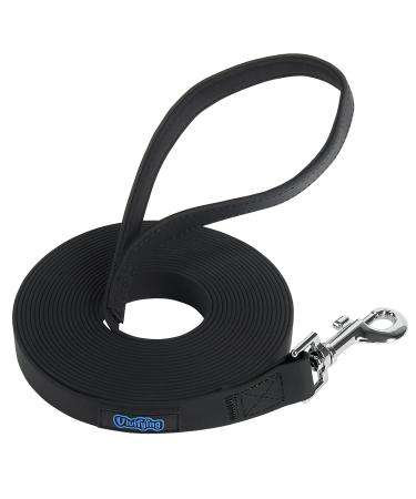 Vivifying tow lines for dogs waterproof towline 6m for outside with padded handle for recall training hiking swimming beach and lake (black) black-6m