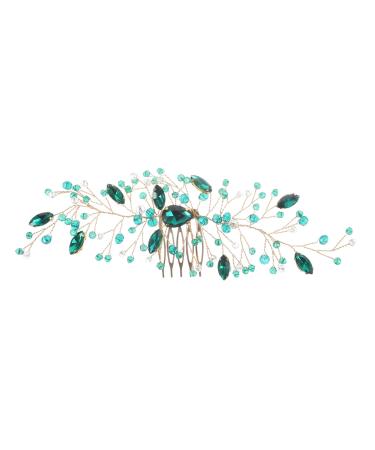DRESSOOS wedding hair accessories bridal hair comb green hair comb lightweight hair comb bride headpiece wedding hair comb hair styling accessories side hair comb crystal headgear hairpin