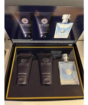 Versace Pour Homme for Men - 3 Pc Gift Set 1.7oz EDT Spray 1.7oz Hair and Body Shampoo 1.7oz After Shave Balm 5.1 Fl Oz (Pack of 1) - Buy Online on GoSupps.com