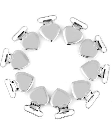 10pcs Heart Shaped Metal Inserts - Pacifier Holder & Suspender Clips for DIY Projects | Shop Internationally - Buy Online on GoSupps.com