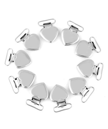 Plastic Pacifier Clips 13 x 9 x 2 10pcs Metal Insert Heart Shaped Pacifier Holder Clips DIY Crafts