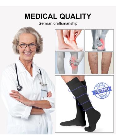 Buy Medical Compression Stockings for Men & Women - 20-30 mmHg Class 2 Closed Toe Graded Support for Varicose Veins & Edema - XL/2X Black - Buy Online on GoSupps.com