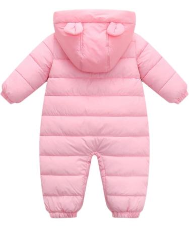 JiAmy Baby Snowsuit Hooded Romper | Cartoon Bear Winter Outfit | Pink | 12-18 Months - Buy Online on GoSupps.com