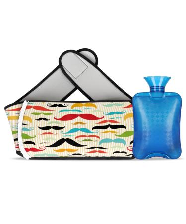 Beard Pattern Hot Water Bottle Hot Water Bottle with Soft Waist Cover Warm Water Bag for Hand Shoulder Legs Back Neck Warm