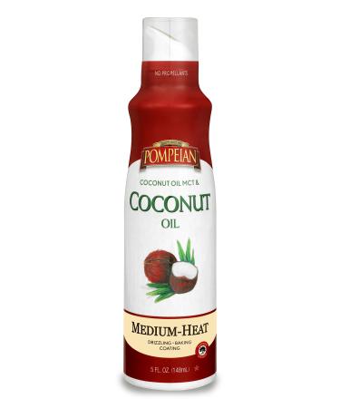 Pompeian Coconut Oil Non-Stick Cooking Spray, Subtle Coconut Flavor, Perfect for Seafood and Baking Coating, Naturally Gluten Free, Non-Allergenic, Non-GMO, No Propellants, 5 FL. OZ., Single Bottle