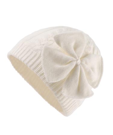 XIAOHAWANG Baby Girl Winter Hat Cute Bow Baby Beanie Warm Knitted Hats for Infant Toddler Girls 0-6 Months White - Buy Online on GoSupps.com