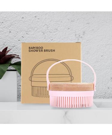 AEIOU Bamboo Back Scrubber & Soft Body Brush for Shower - Pink | Cellulite Treatment & Lymphatic Drainage - Buy Online on GoSupps.com