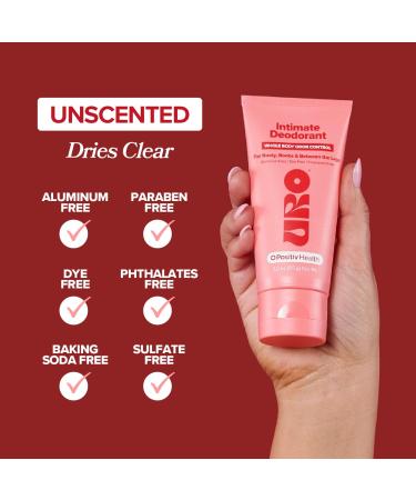 URO Intimate Whole Body Deodorant Cream Dermatologist Tested Hypoallergenic Non-irritating Aluminum Free Unscented Dries Clear Odor & Moisture Control Anti-Chafing 3 Oz Tube - Buy Online on GoSupps.com