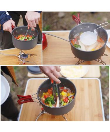 Bulin 13-Piece Camping Cookware Mess Kit for Family Hiking and Picnic - Lightweight Backpacking Cooking Set with Kettle, Pot, Frying Pan, Bowls, Plates, and Spoon - Buy Online on GoSupps.com