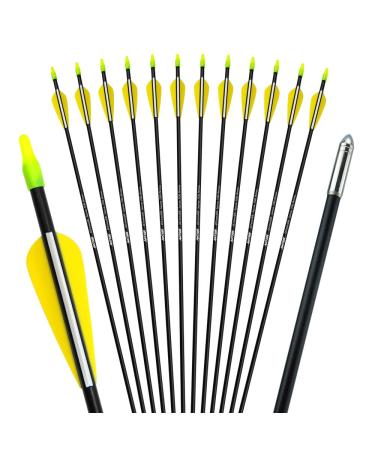 ANTSIR 28 Inch Targeting Arrows Archery Practice Arrows with Safety Shaft Blunt Tip for Beginners on Recurve Bow Long Bow A-Yellow white