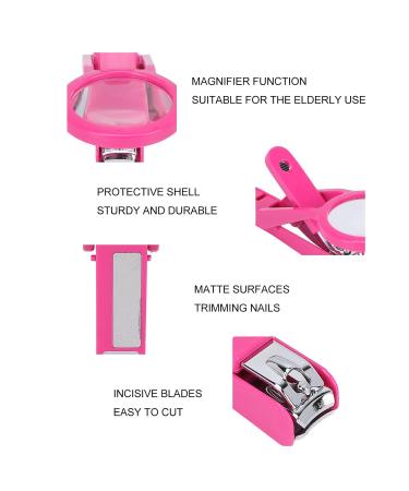 Older Nail Clipper with Magnifying Glass - Stainless Steel Adjustable Fingernail & Toenail Cutter for Seniors & Babies (Rose Red) - Buy Online on GoSupps.com