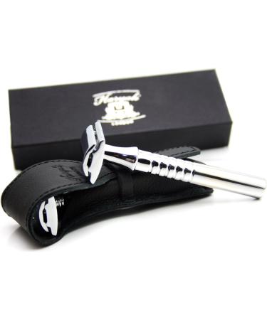 Double Edge Safety Razor with Leather Pouch - Premium Shaving Experience | International Shipping Available - Buy Online on GoSupps.com
