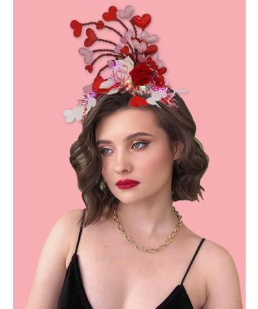 IYOU Valentines Led Headband Red Heart Light Up Hair Bands Rose Flower Amor Valentine's Day Cosplay Hair Accessories for Women - Buy Online on GoSupps.com