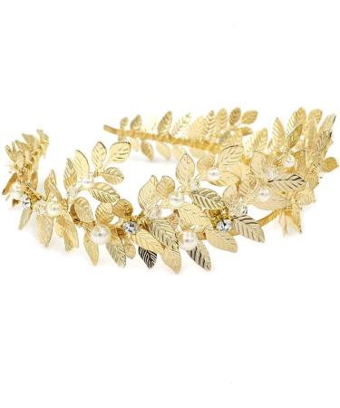 Frcolor Gold Leaf Crown Headpiece | Greek Goddess Pearl Bridal Wedding Headband - Shop Internationally! - Buy Online on GoSupps.com