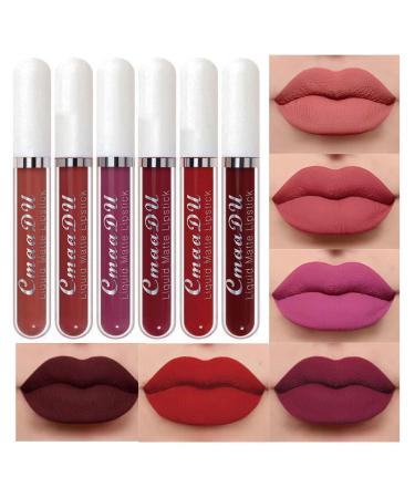 6Pcs Deep Dark Red Matte Liquid Lipstick Set for Women | Long Lasting 24 Hour Lipstick | Labiales Matte Larga Duraci n | A-03 0.08 Fl Oz - Buy Online on GoSupps.com