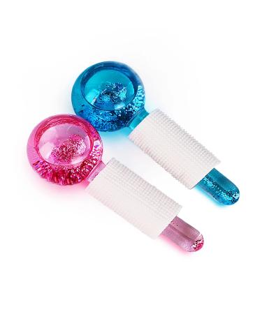 Hizozee Ice Roller for Face  2 PCS Ice Globes for Facials Massager  Freezer Safe and Highly Effective Ice Massager Tool for Daily Beauty  Tighten Skin  Reduce Puffiness and Headaches (Blue Pink) Pink&blue