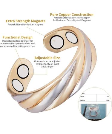 Yinox 2.3-Inch Adjustable Copper Therapy Ring for Men & Women - 4 Strong Magnets for Arthritis & Migraine Relief | Magnetic Jewelry - Buy Online on GoSupps.com
