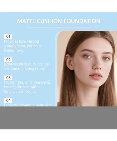 Cushion Foundation | Matte Anti-Perspirant Cushion Concealer for Women Lightweight Corrective Makeup Cream for Business Trips Travel School Beach - Buy Online on GoSupps.com