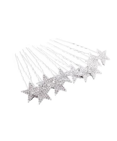 yueton 10pcs Bling Rhinestone Star Wedding Bridal Crystal Hair Pins Clips Women Headwear Hair Accessories