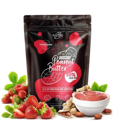 Nustino Strawberry - Peanut Butter Powder 400g | Degreased Peanut Butter | Healthy Snack | Peanut Cream Powder | Peanuts Strawberry | 0.4 kg