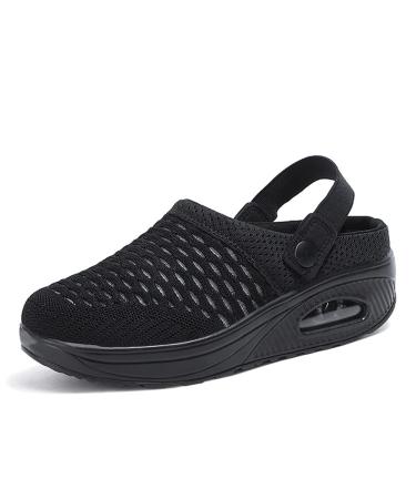 Stratuxx Kaze Women Diabetic Walking Air Cushion Slip-On Orthopedic Sandals Diabetic Walking Shoes 10 U Black