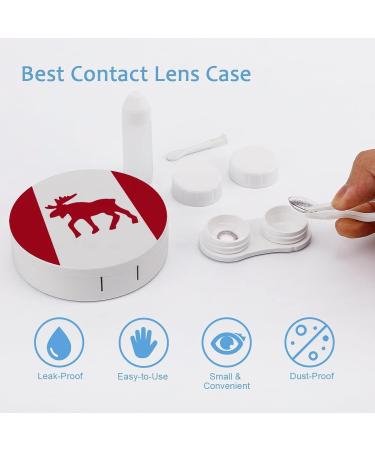 Moose Emblem On Canadian Flag Round Case For Contact Lens Kit Storage Box with Mirror Printed - Buy Online on GoSupps.com