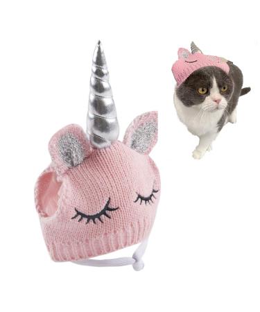 Lanyarco Cute Unicorn Costume Halloween Accessory for Cats Small Pets Pink and Silver Horn
