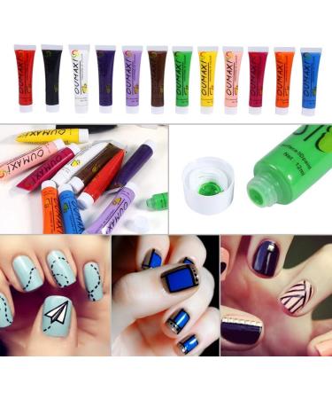 Professional Acrylic Paint Nail Art Painting Pigment Design Tube Set Tips 12 Colors - Buy Online on GoSupps.com
