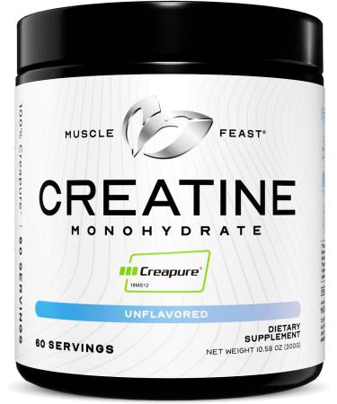 Muscle Feast Creapure Creatine Monohydrate Powder Bundle Natural Fruit Punch 300g & Unflavored 300g Vegan Gluten-Free Keto-Friendly 60 Servings Each - Buy Online on GoSupps.com