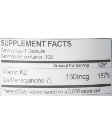 Vitamin K2 MK-7 150mcg 100 Capsules - Soy Free, Purity Tested - Works with Vitamin D - Health As It Ought To Be - Buy Online on GoSupps.com