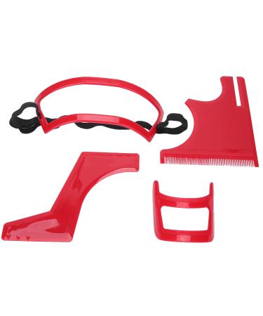Beard Shaping Tool Kit Beard Styling Cutting Hairline Grooming Red Plastic Beard Template Set Shape Beard Lines