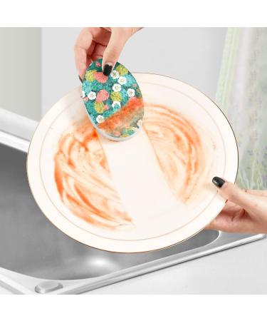 3-Pack Cleaning Kitchen Sponges Oval Red Berries Green Leaves Kitchen Cellulose Dishwashing Wood Pulp Cotton - Buy Online on GoSupps.com