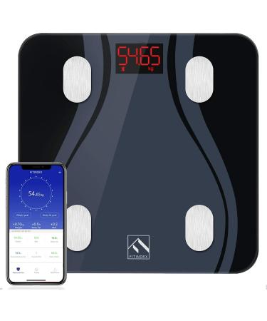 FITINDEX Smart Bluetooth Body Fat Scale with Upgraded App, High Precision Bathroom Scales Digital Weight and Body Fat Body Composition Monitor, 396lb/180kg, Black